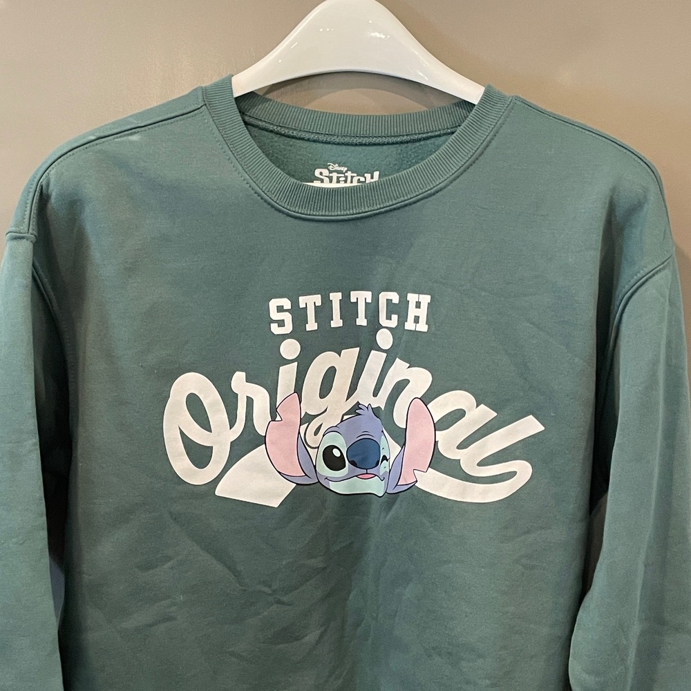 Disney Lilo & Stitch Original Graphic Sweatshirt Green Crewneck Women Size M